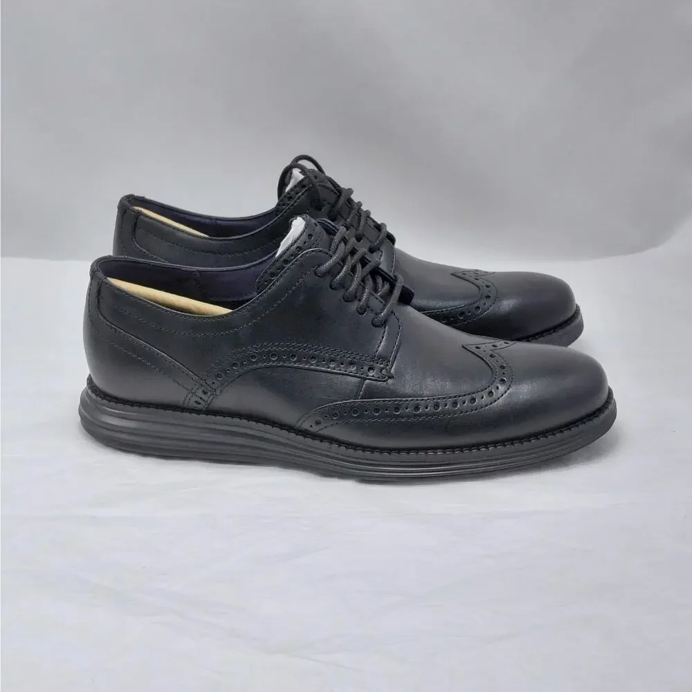 Cole Haan Mens Oxford Dress Shoes 7.5 Black Leather Wingtip Original Grand